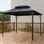 Pavillon de jardin rigide avec toit en acier ventilé à deux niveaux en gris froid, 10 x 10 pi