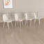 Chaises de salle à manger 4 pièces en lin beige avec pieds en métal blanc uni pour une chaise élégante 4 pièces, Stable Daily