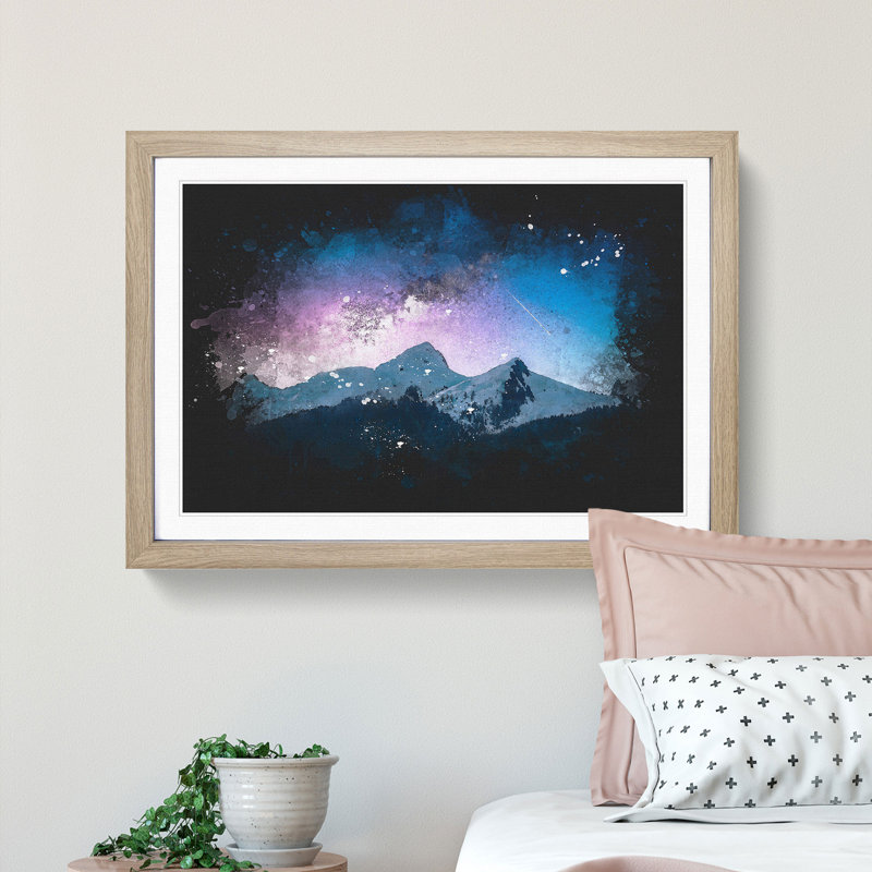 Shooting Star Over Moena In Italy - Picture Frame Graphic Art, 45cm H x 63cm W x 2cm D, Oak Framed