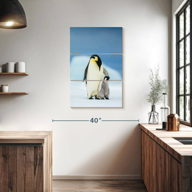 Brampt mère et bébé pingouins, H 38 po x l 24 po
