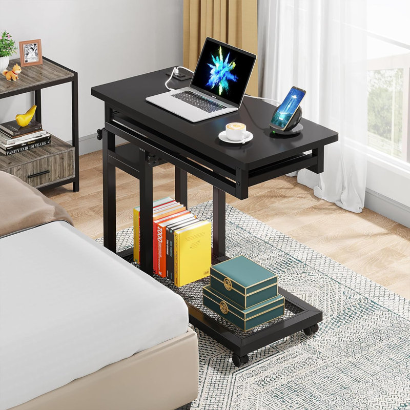 Bureau d'ordinateur réglable en hauteur Granton, Noir