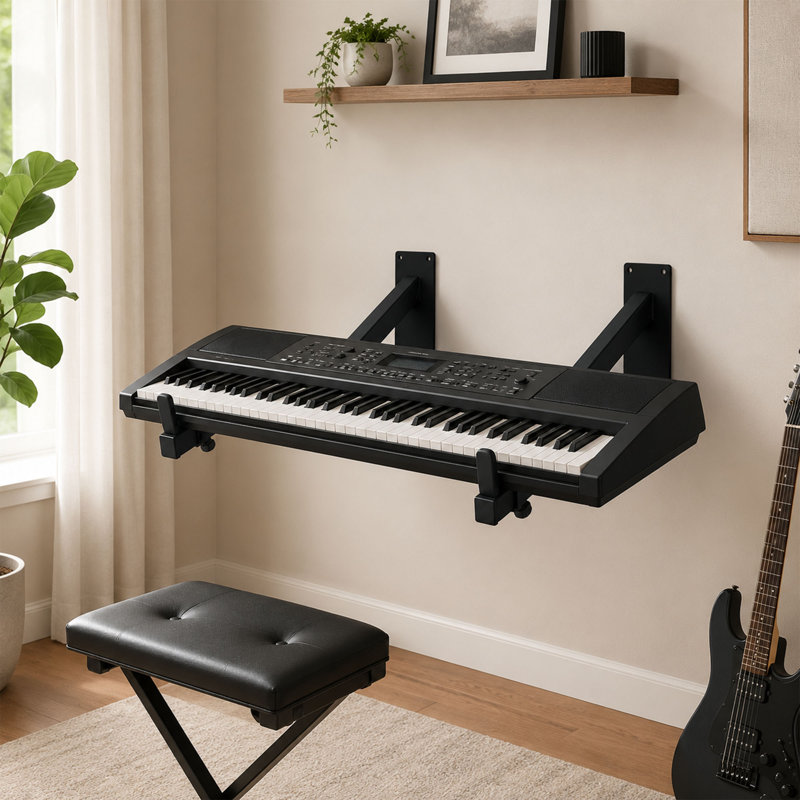 Support de clavier mural, support de clavier de piano réglable en acier avec bras télescopiques