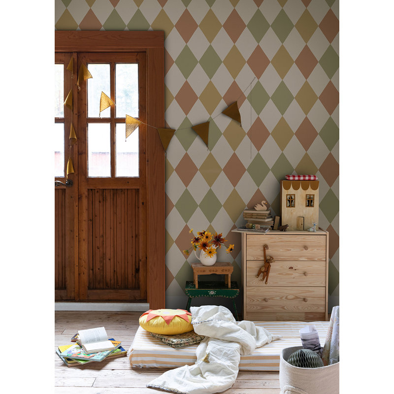 Rouleau de papier peint L 33 pi x l 20,9 po Johnea Diamond, Moutarde