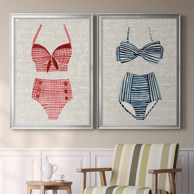 Vintage Swimming III 2-Piece Painting Print
