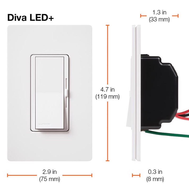 White Smart Rocker Dimmer Switch with Slide Control
