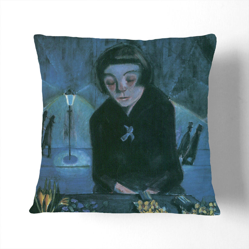 Tired Flower Girl Scatter Cushion with Filling, 55cm H x 55cm W x 20cm D, Black