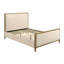 Natural Oak Queen Size Upholstered Panel Design Bed Wooden Trim Fabric Bedroom Furniture-1870575950
