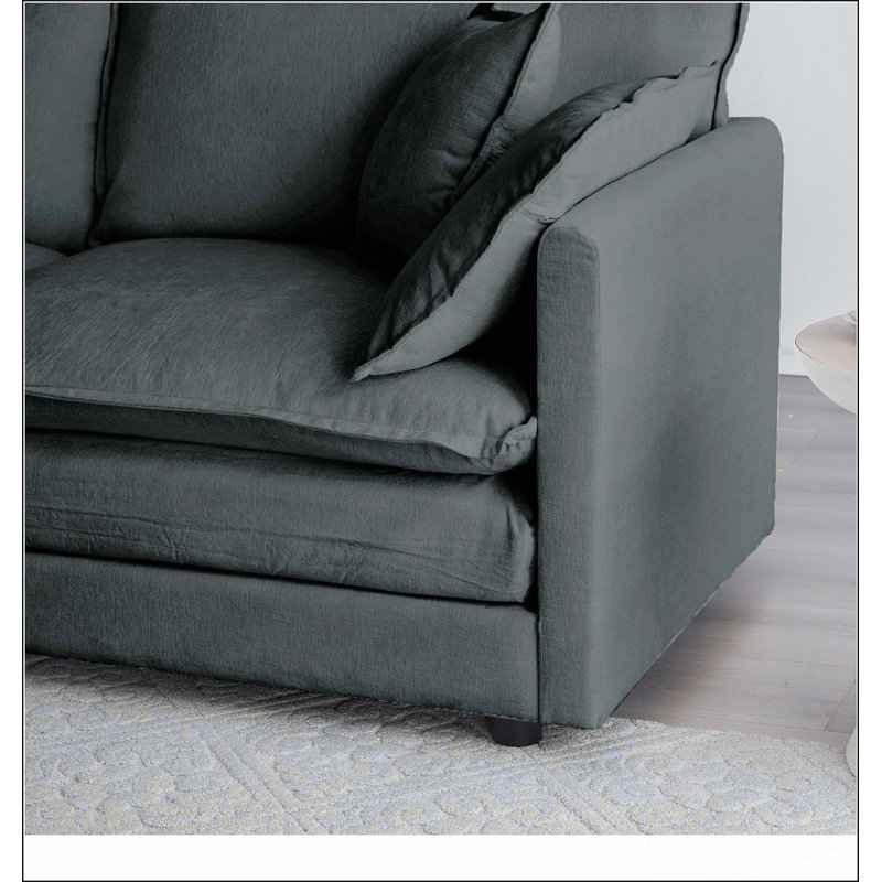 Chenille Fabric Ottomans Footrest to Combine with 2 Seater Sofa, 3 Seater Sofa and 4 Seater Sofa,  Chenille, Gray