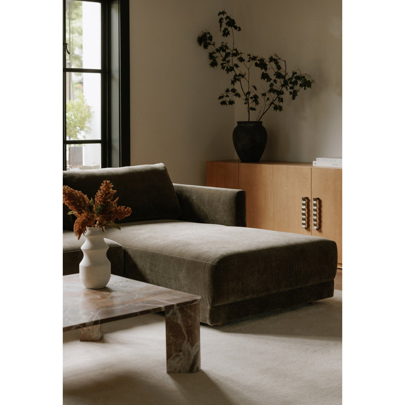 Vervino Upholstered Sectional, Moss Olive Green Performance Chenille, Right Hand Facing