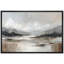 «Modern Neutral Misty Mountain Lake Abstract Landscape», reproduction d'art sur toile encadrée dans la chambre principale-635941300-635941301