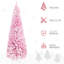 Grand arbre rose 7,5 pi - mince crayon artificiel avec neige floquée et structure de feuillage d'élégance réaliste