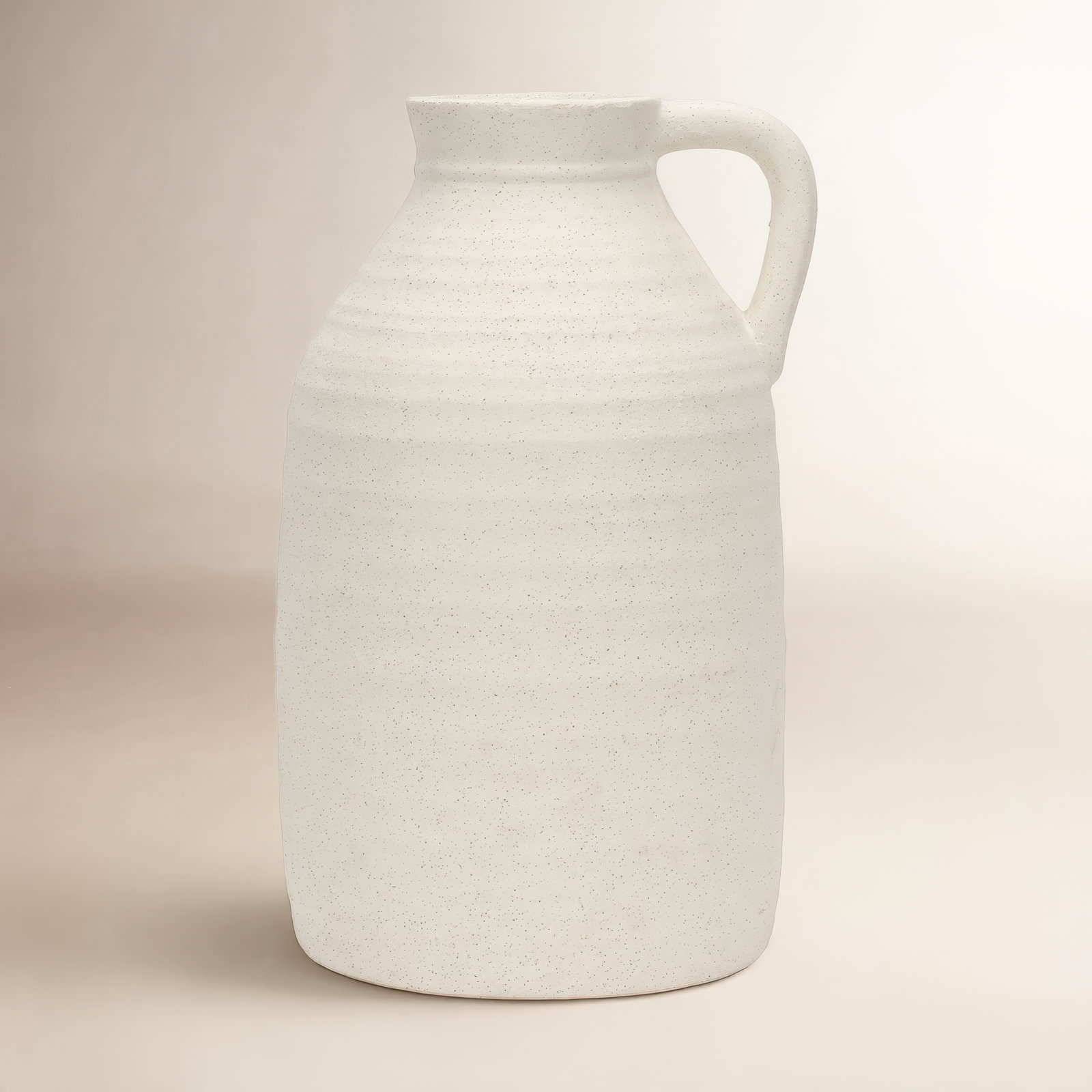 Ceramic Table Vase, Beige, 15.35" H x 9.44" W x 9.05" D