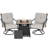 3-Piece Outdoor Fire Pit Set with 2 Swivel Sofas, ETL Certified