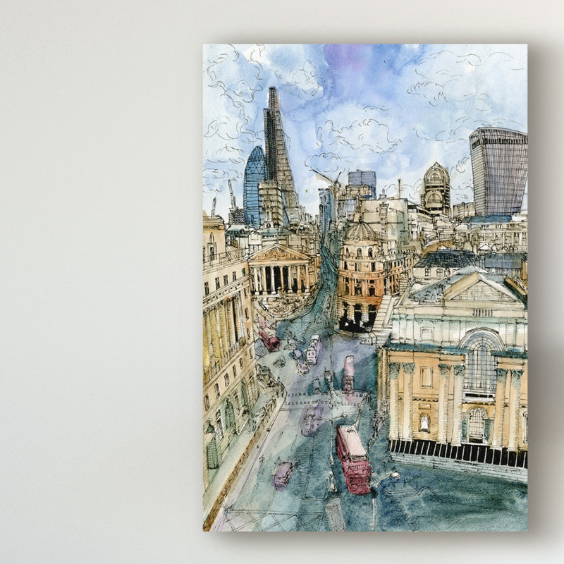« city scene iii », reproduction sur toile tendue, H 19 po x l 12 po x P 2 po