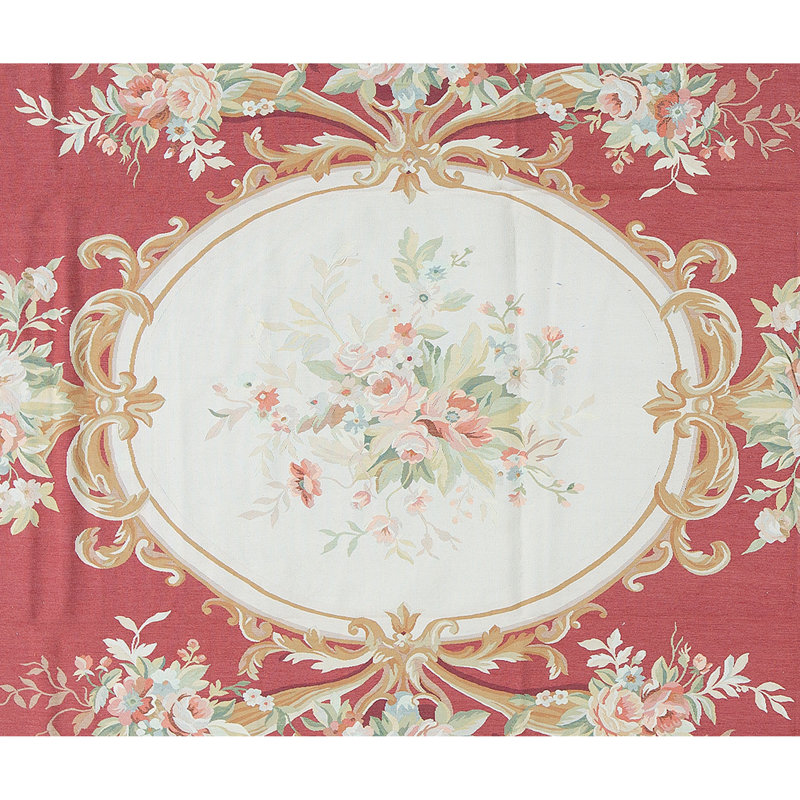 Hand-Knotted High-Quality Red and Ivory Area Rug