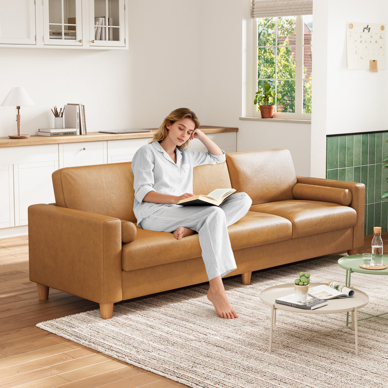 3 Seater Faux Leather Sofa, Orange