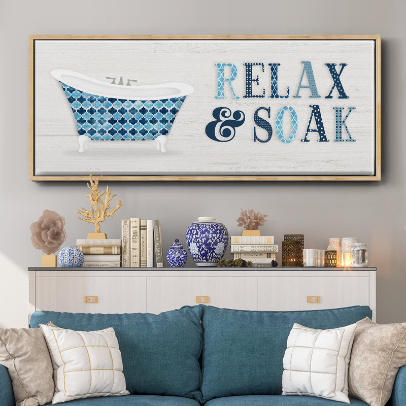 Relax and Soak- Framed Canvas, 12" H x 30" W