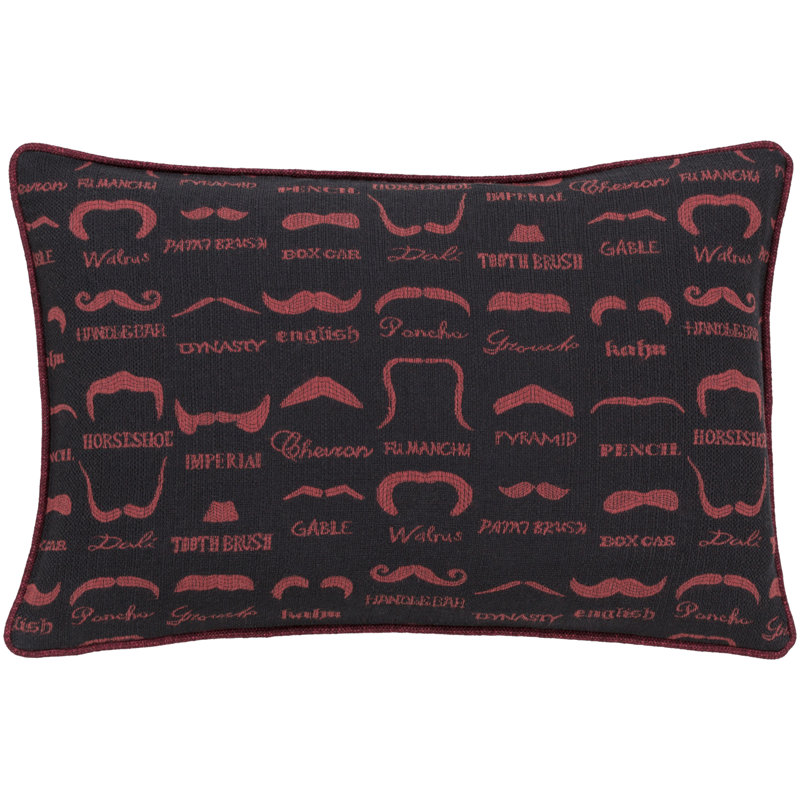Wax That Stache Abstract Throw Pillow, Black\Red, No Fill