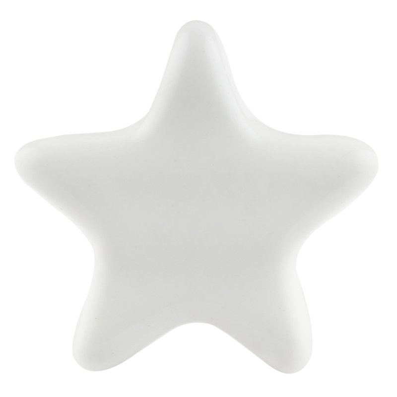 Set of 6 White Star Ceramic Knobs