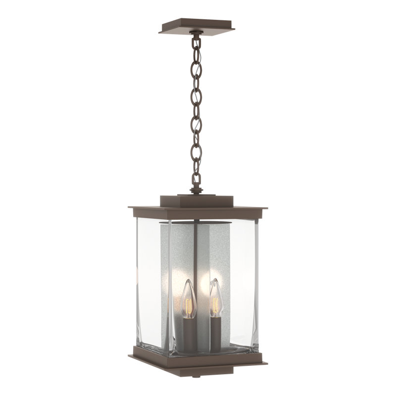 Kingston 4 - Bulb 18" H Outdoor Hanging Lantern, Translucent Soft Gold, Coastal Bronze