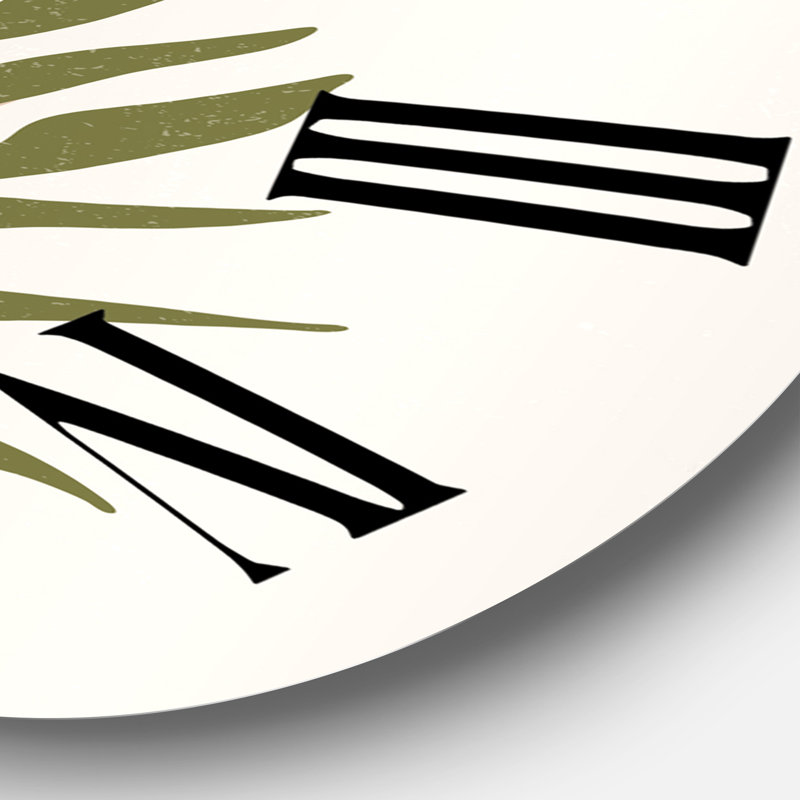 Lune géométrique abstraite avec feuille II - horloge murale moderne, Grand