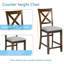 Table de salle à manger 5 pièces en noyer, carré à hauteur de comptoir avec 4 chaises rembourrées, fonctionnelle en noyer et chaises pour manger dans un espace limité