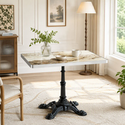 Square Sintered Stone Tulip Table with Cast Iron Base
