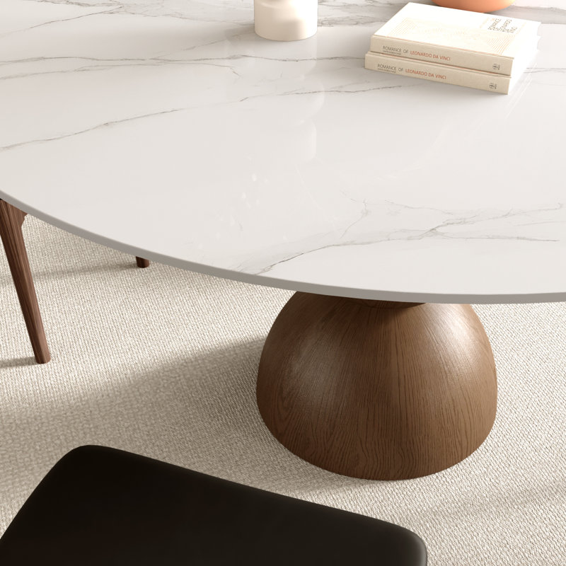 Ensembles de table de salle à manger en pierre frittée 5 \ 7 Pcs Modern Modern, H 29,53 po x l 59,06 po x P 59,06 po, Blanc