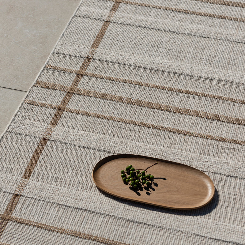 Zona Outdoor Striped Area Rug in Sesame/Beige, Rectangle 8'2" x 11'6"