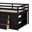 Lit mezzanine double avec bureau d'écriture rétractable, tiroirs, escaliers de rangement et tablettes-479983792