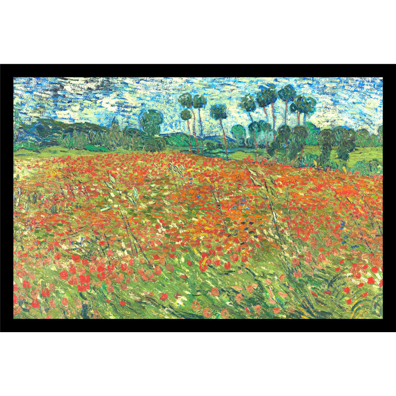 "Champ de Poppie" par Vincent Van Gogh, reproduction d’art sur papier encadrée, H 14,5 po x l 20,5 po x P 1,25 po