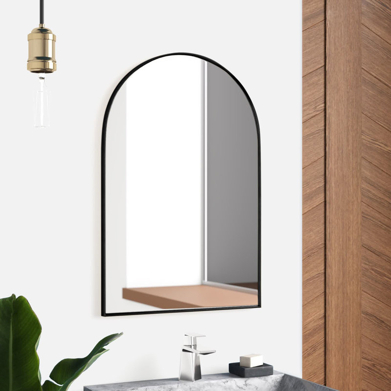 Mcfarren Metal Arch Wall Mirror, Matte Black
