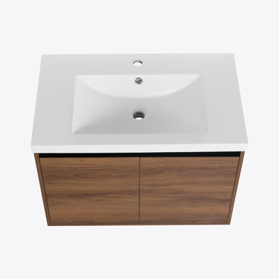 Ensemble de meuble-lavabo brun avec comptoir en résine 30 po et 2 portes Brown
