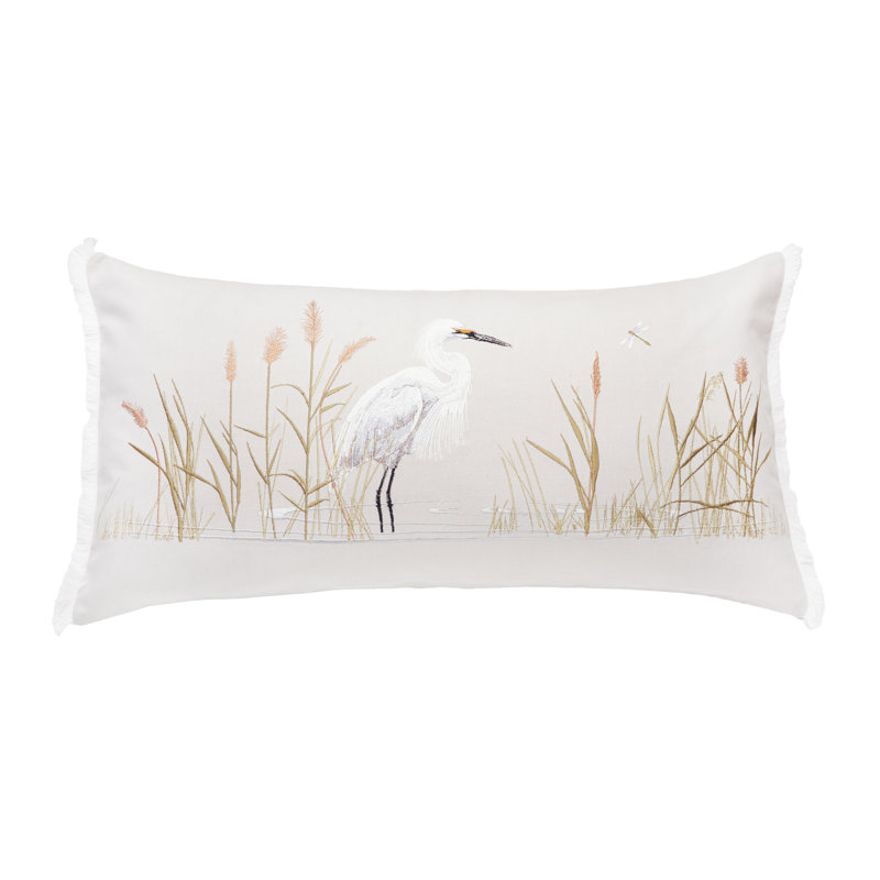 White Egret Lumbar Pillow