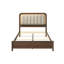 Lit 1pc Noyer bois massif recouvert de polyester panneau de lit double avec lumière DEL chaude-584192639
