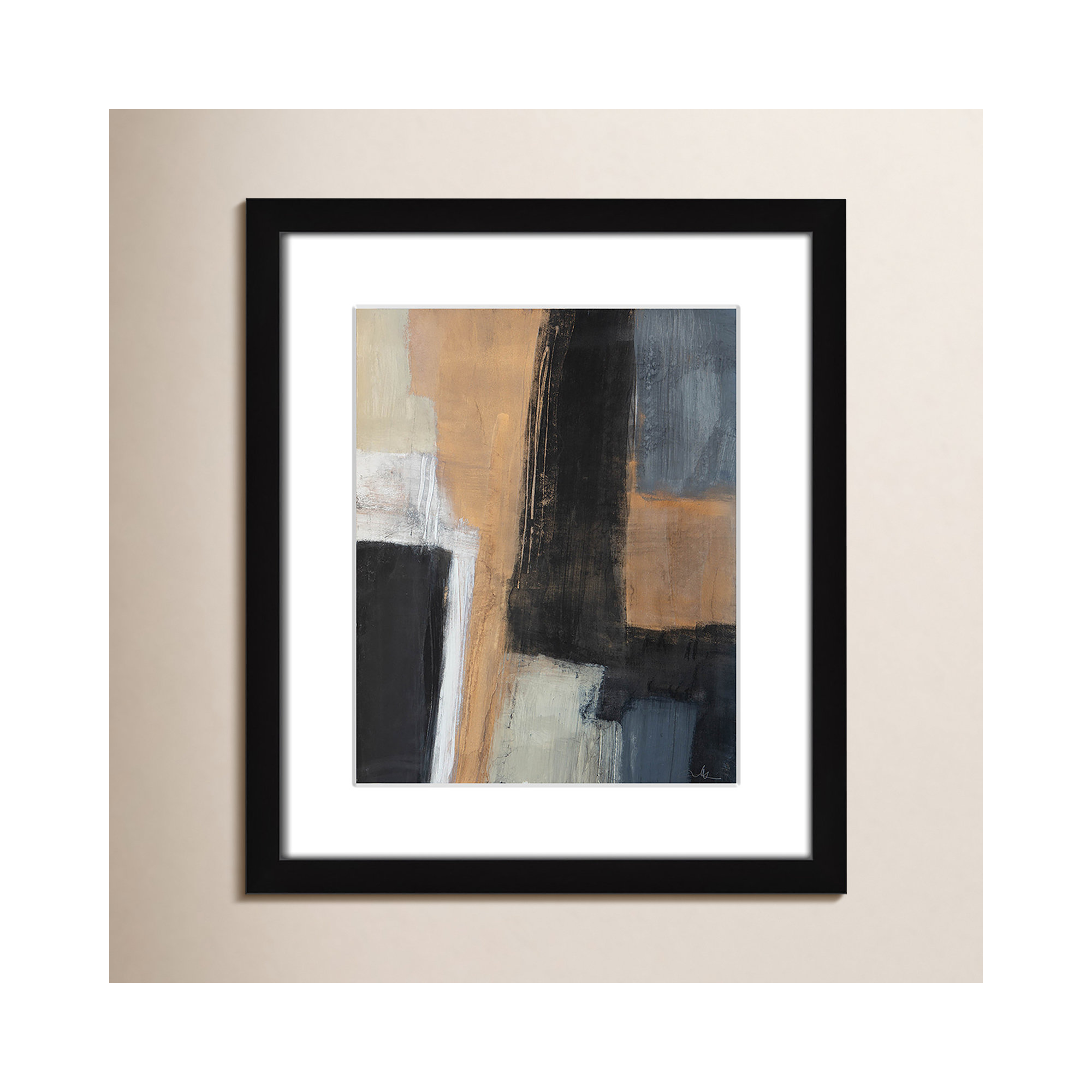 Metallic Slate I by Casa Fine Arts, 15" H x 13" W x 1.25" D, Black Matted Picture Framed
