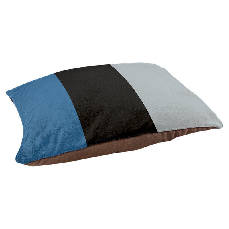 Coussin rectangulaire designer Kansas City, Moyen (L 30 po x l 40 po), Bleu / noir / argent