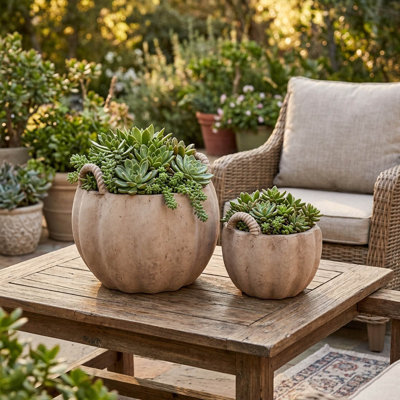 Jardinières modernes en terre cuite pour jardin intérieur ou extérieur - Pots de fleurs sculpturales pour le salon ou la maison - ensemble de 2, 12 po, 8 po