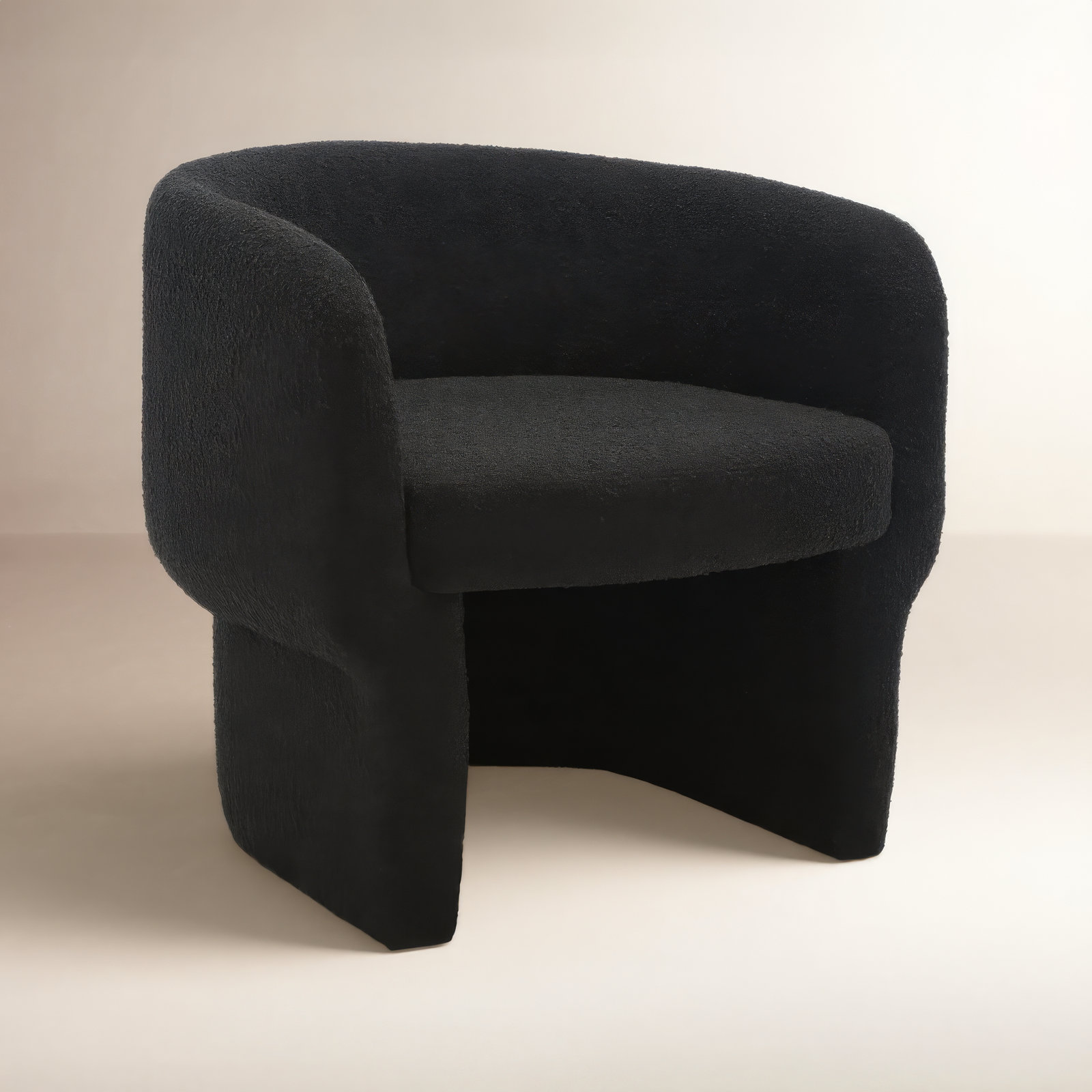 Cambry Upholstered Barrel Chair, Black Boucle