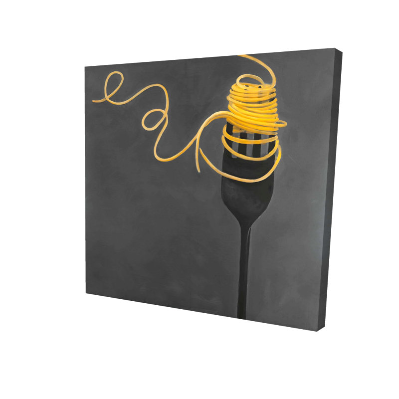 Spaghetti Pasta Fork Canvas - Modern Home Decor Wall Art
