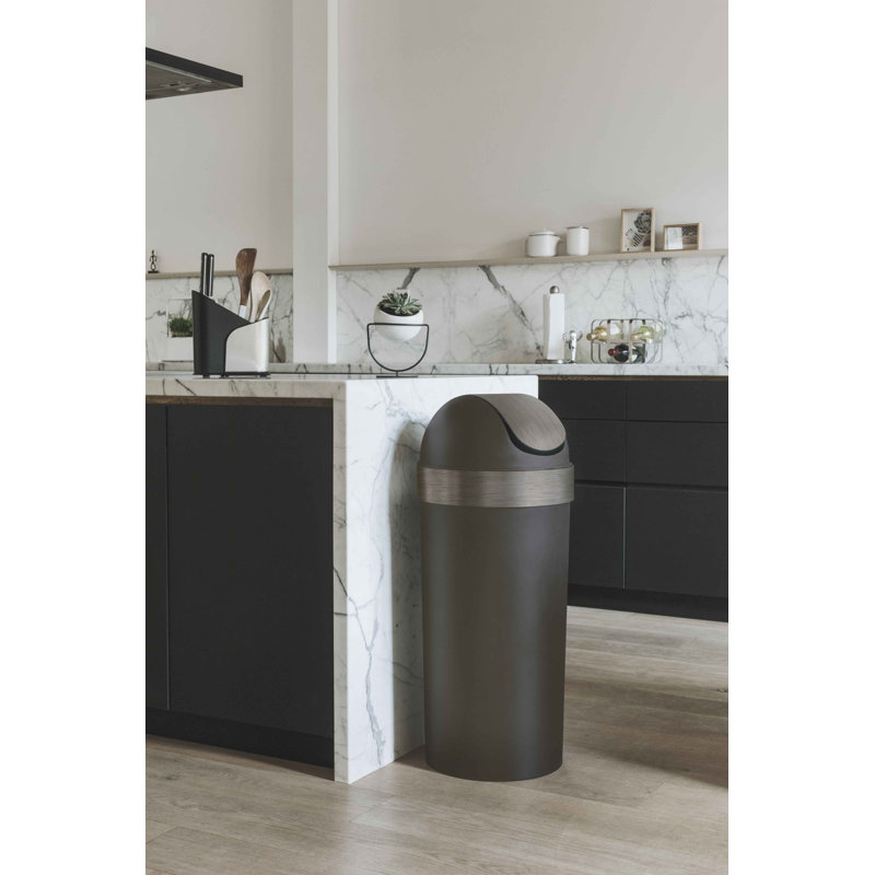 Pewter 16-Gallon Swing Top Kitchen Trash Can