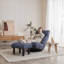 Chaise longue de loisir de style japonais rembourrée à assise simple et structure en métal rembourrée-171696014