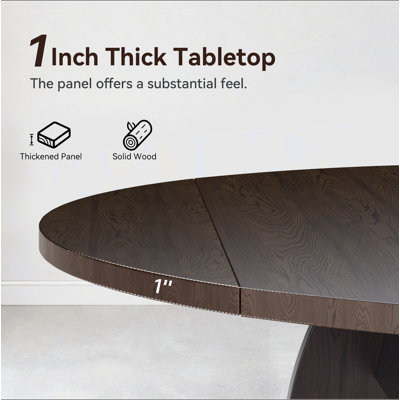 51.2" Solid Wood Extendable Dining Table, Converts Oval to Round with Walnut Finish, Sturdy Arch-Shaped Legs & Drop Leaf Design, Farmhouse Kitchen Table for Small Spaces, Easy Assembly