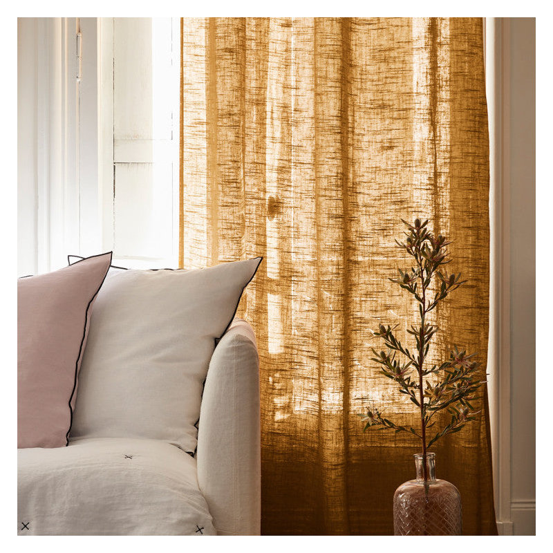 Bellavista Semi Sheer Curtain Single Panel, Ochre, Width 145 x Drop 280cm