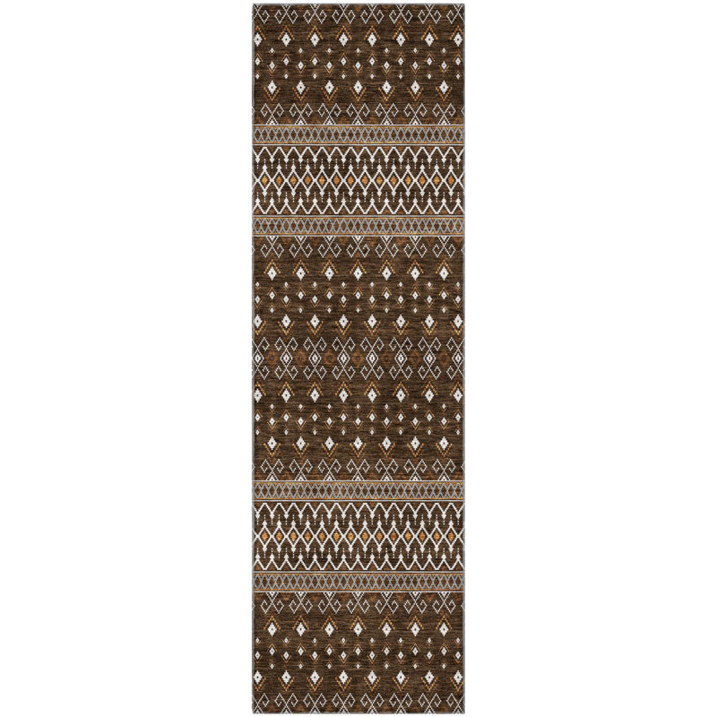 Tapis chocolat Prisco lavable à la machine de qualité supérieure, Tapis de couloir 2 pi 3 po x 7 pi 6 po