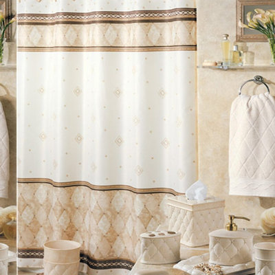 AquaShield Beige Waterproof Fabric Shower Curtain - Small