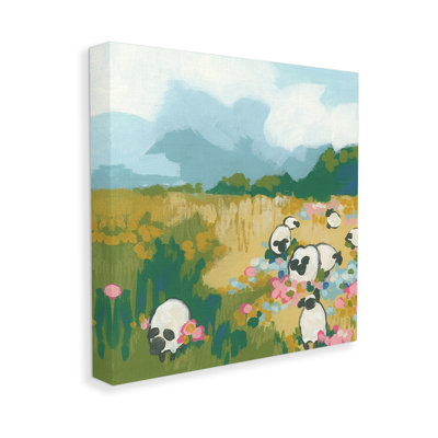"Abstract Sheep & Flowers", art mural sur toile par June Erica Vess
