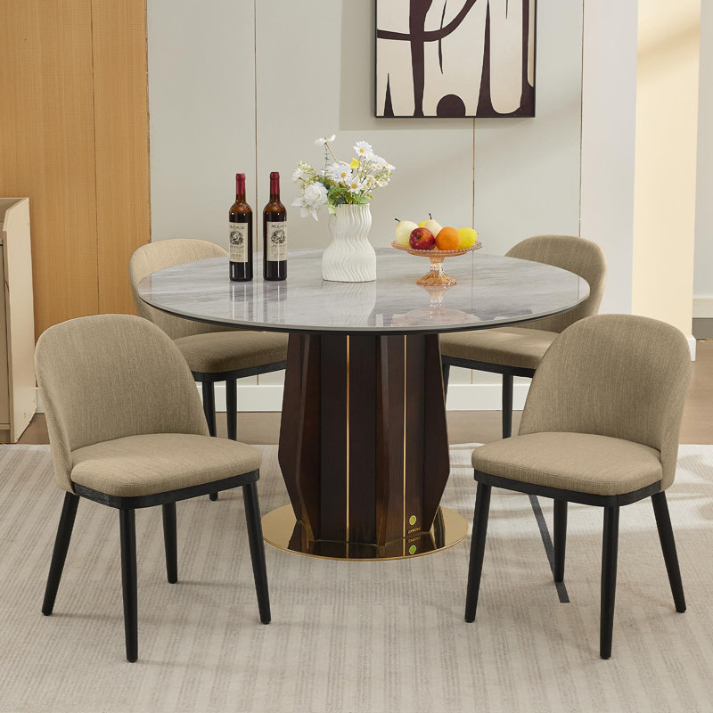 Wooden Dining Chairs Set of,Modern Fabric Upholstered Dining Room Chair, Large Dining Room Kitchen Chairs with High Back and Deep Seat