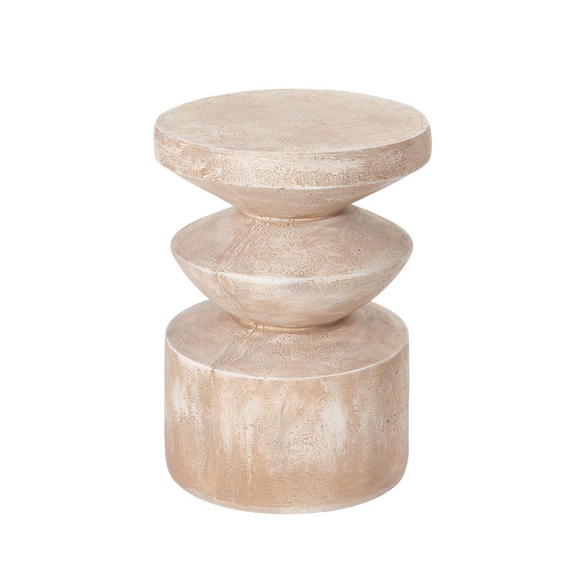 Arlo Outdoor/Indoor Modern Sculptural Handmade MgO Side Table with Tiered Pedestal Design