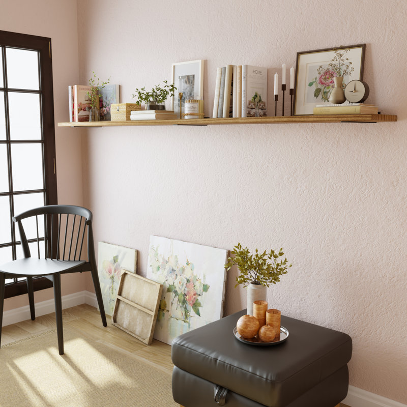 Floating Bookshelf Living Room, Hanging Shelf For Wall, Shelf With Heavy Duty Brackets, Farmhouse Decor, Burnt, 1pc